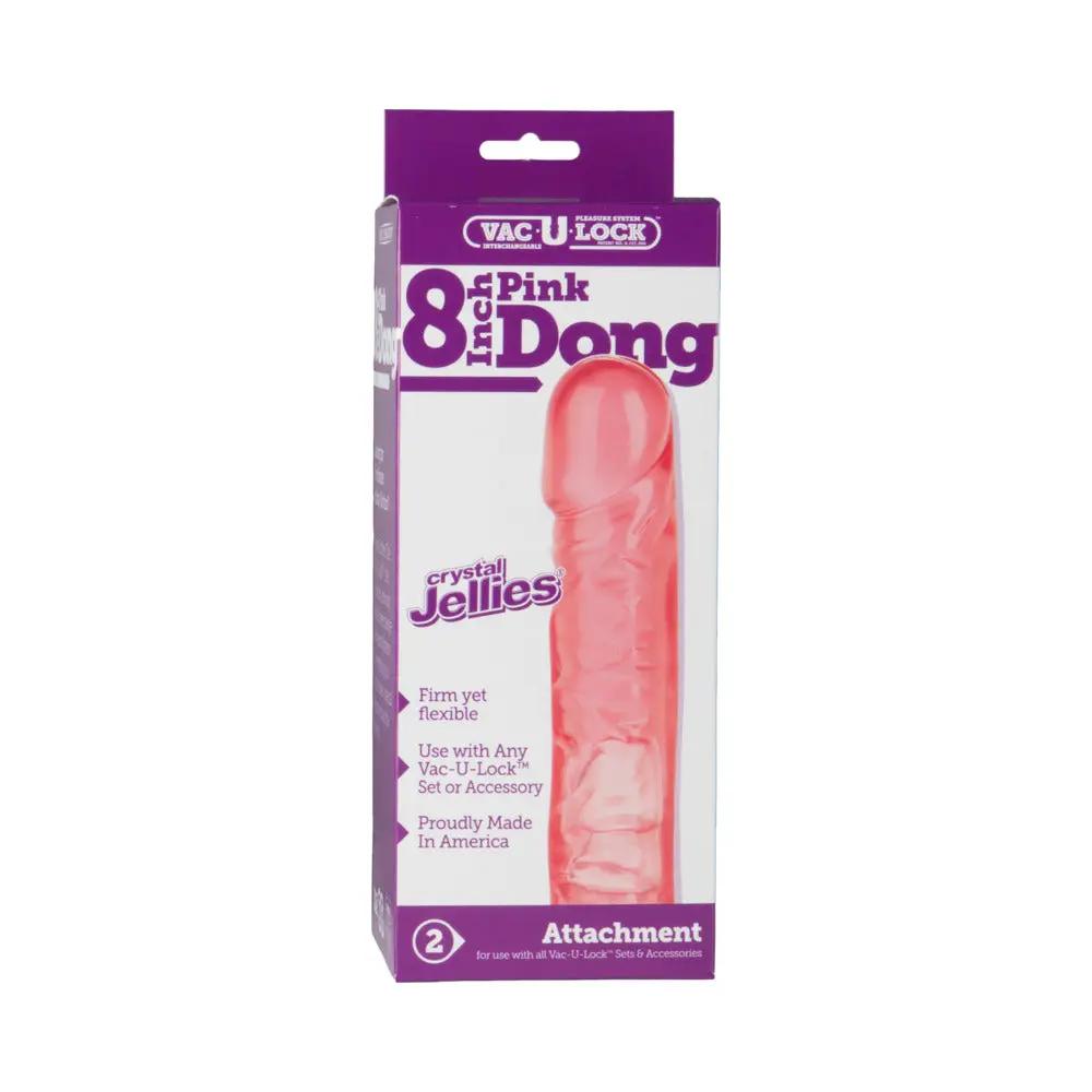 Vac-U-Lock - 8 Inch Pink Dong - Crystal Jellies by Doc Johnson