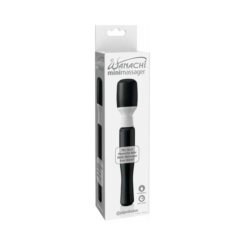 Mini Wanachi Waterproof Massager Flexible Silicone Wand Vibrator Black by Pipedream