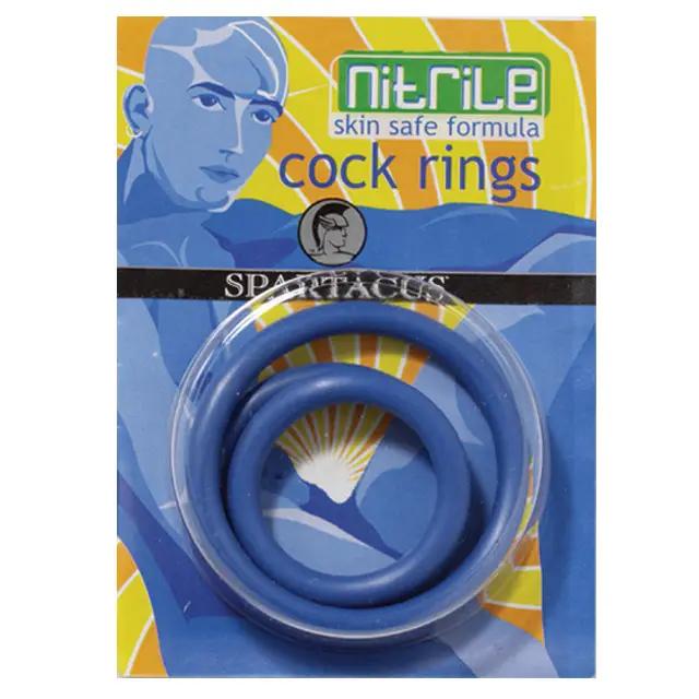 Nitrile Cock Ring Set (Blue/3) by Spartacus
