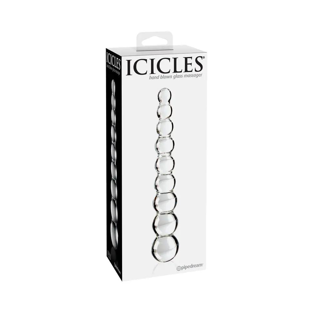 Icicles No. 2 Beaded 8.5 in. Glass Dildo Clear by Pipedream