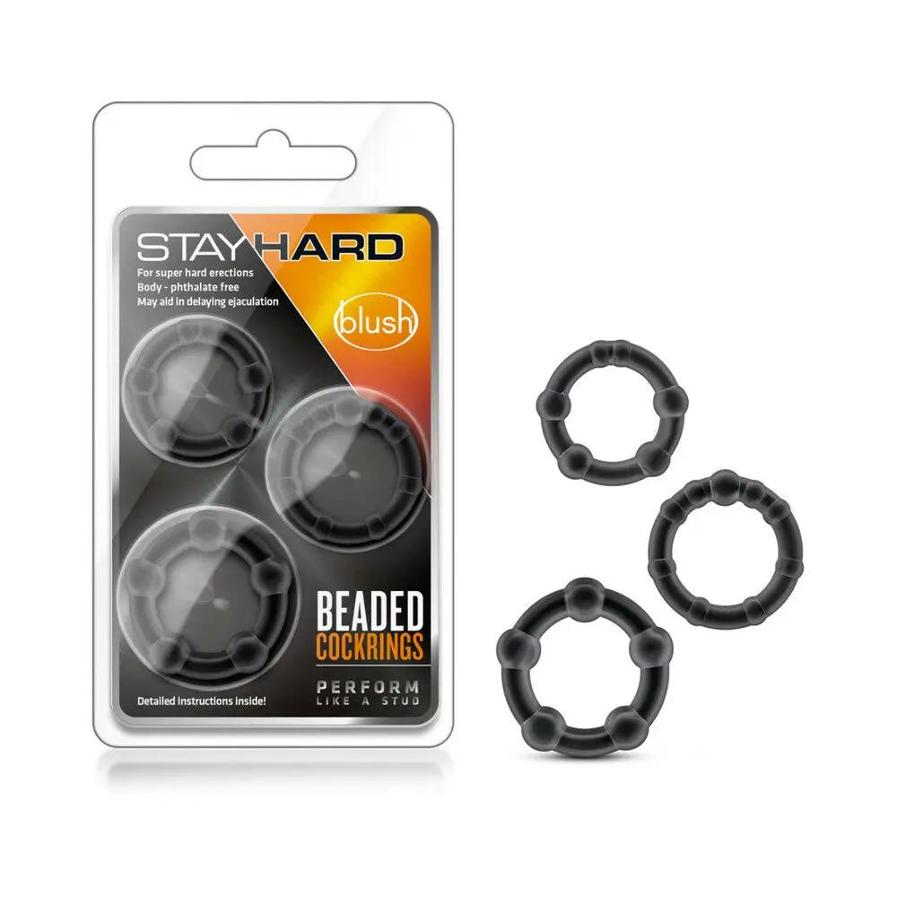 Stay Hard Beaded Cockrings 3-Piece Set Black by Blush