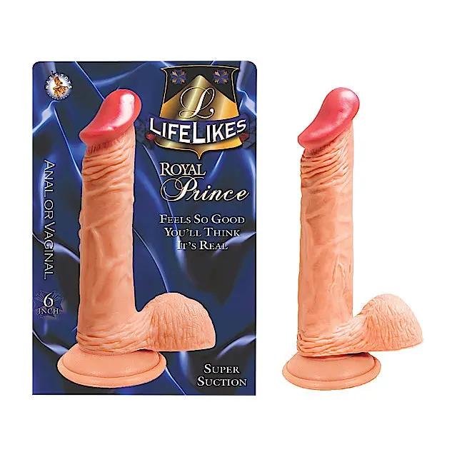 Lifelikes Royal Prince Dong With Balls & Suction Base 6in. (White) by Nasstoys
