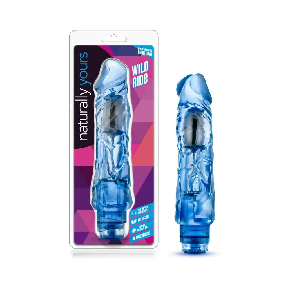 Naturally Yours Wild Ride Realistic 9 in. Vibrating Dildo Blue by Blush