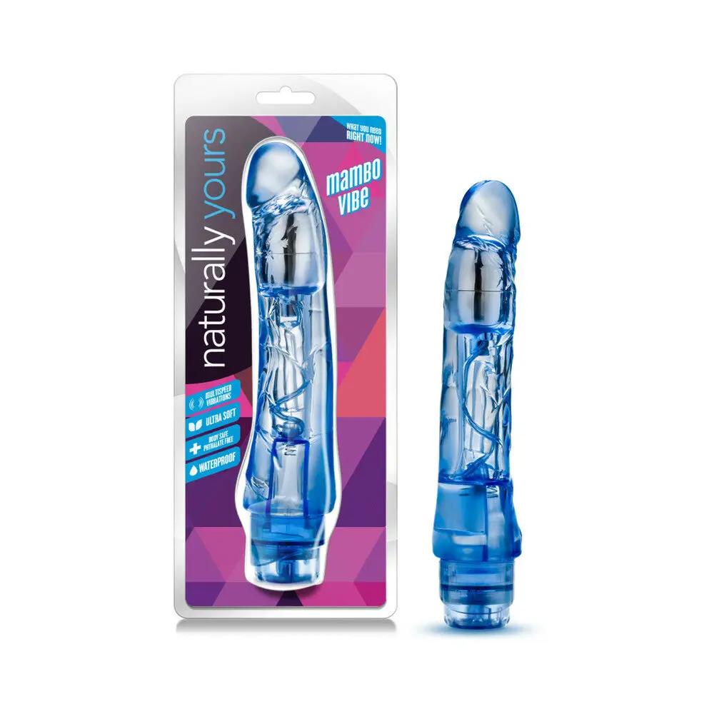 Naturally Yours Mambo Vibe Realistic 9 in. Vibrating Dildo Blue by Blush
