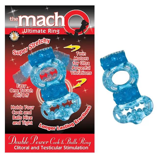 Macho 2X Power Cock & Balls Vibrating Ring (Blue) by Nasstoys