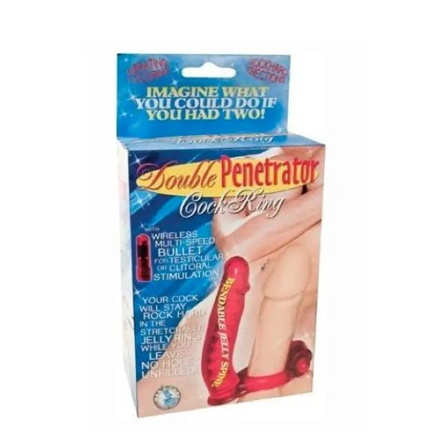 Double Penetrator Rabbit Cock Ring Multispeed Waterproof (Red) by Nasstoys