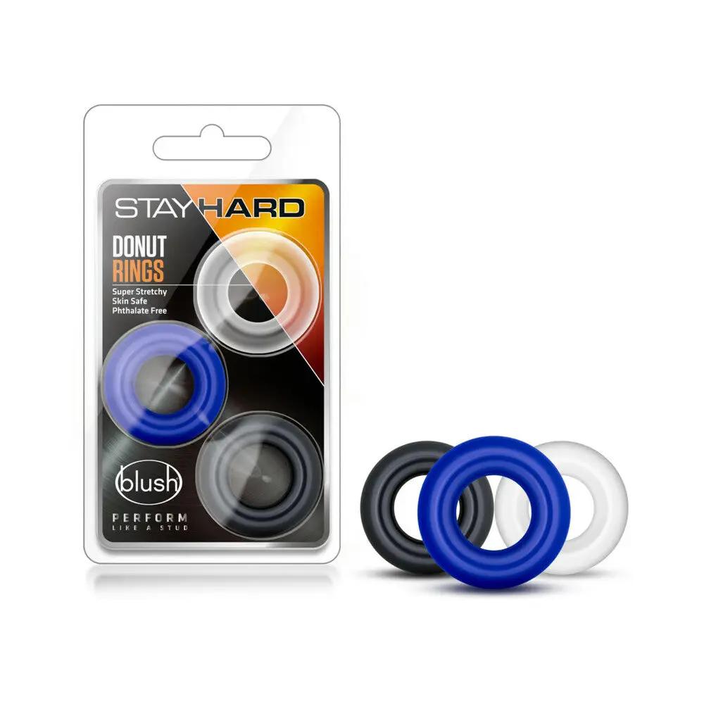 Stay Hard Donut Rings 3-Piece Cockring Set Assorted Colors by Blush