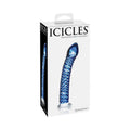 Icicles No. 29 Curved Textured 7.25 in. Glass Dildo Blue by Pipedream