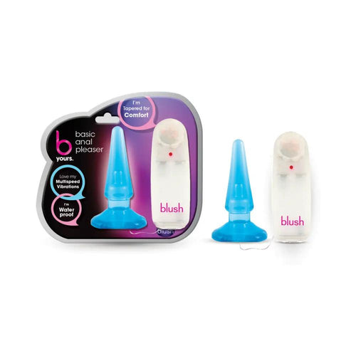 B Yours Basic Anal Pleaser Remote-Controlled Vibrating Anal Plug Blue by Blush