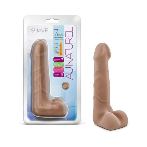 Au Naturel Suave 7 in. Posable Dual Density Dildo with Balls Tan by Blush