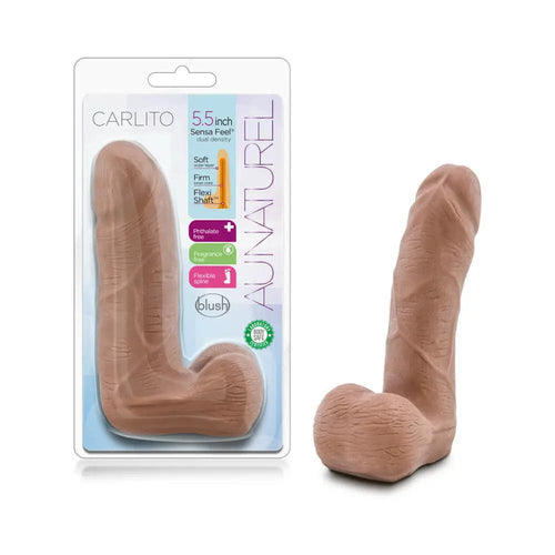 Au Naturel Carlito 5 in. Posable Dual Density Dildo with Balls Tan by Blush