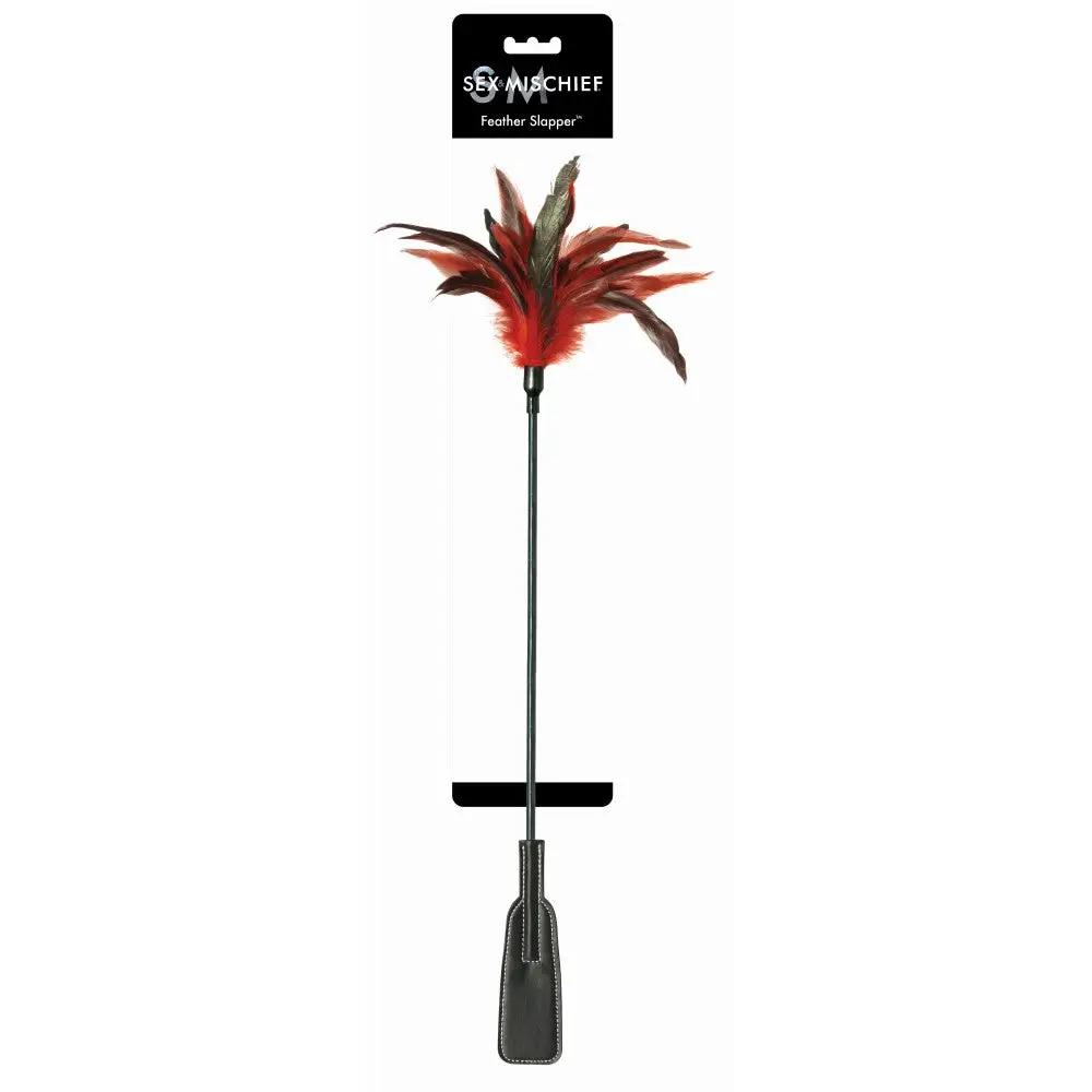 Sportsheets Sex & Mischief Feather Slapper Dual-Ended Tickler Crop Red/Black by Sportsheets