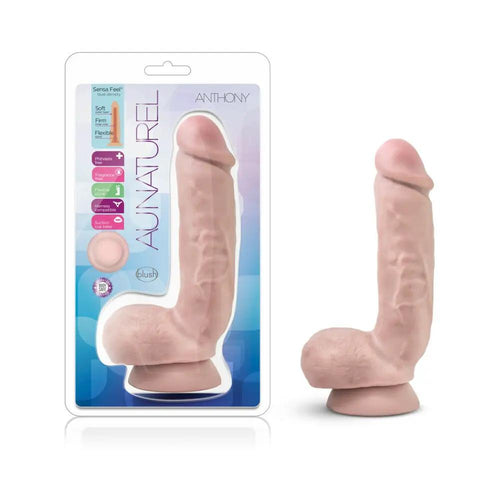 Au Naturel Anthony 8.5 in. Posable Dual Density Dildo with Balls Beige by Blush