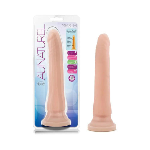 Au Naturel Mr. Slim 9.25 in. Posable Dual Density Dildo Beige by Blush