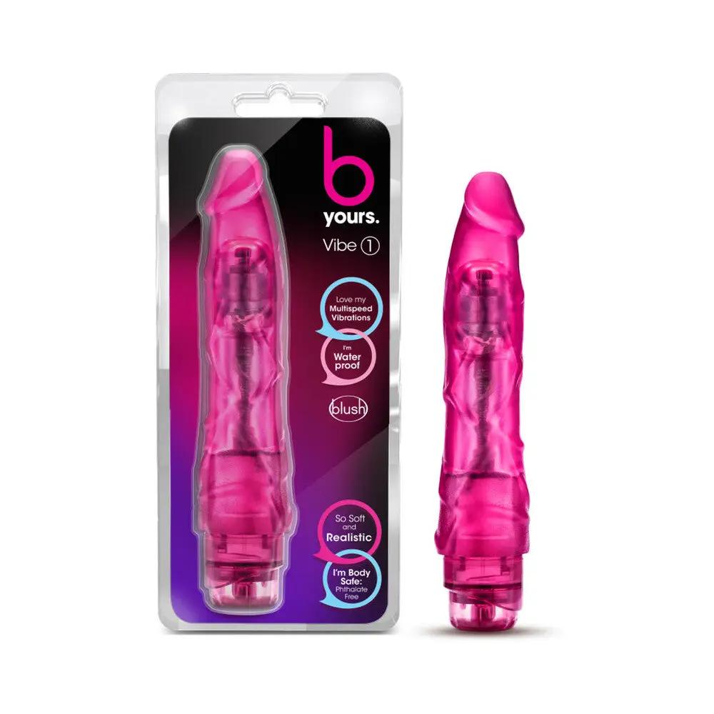 B Yours Vibe 1 Realistic 9 in. Vibrating Dildo Pink by Blush