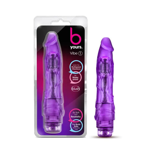 B Yours Vibe 1 Realistic 9 in. Vibrating Dildo Purple by Blush
