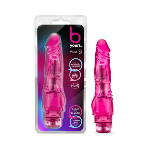 B Yours Vibe 4 Realistic 8 in. Vibrating Dildo Pink by Blush