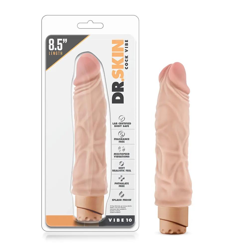 Dr. Skin Cock Vibe 10 Realistic 8.5 in. Vibrating Dildo Beige by Blush