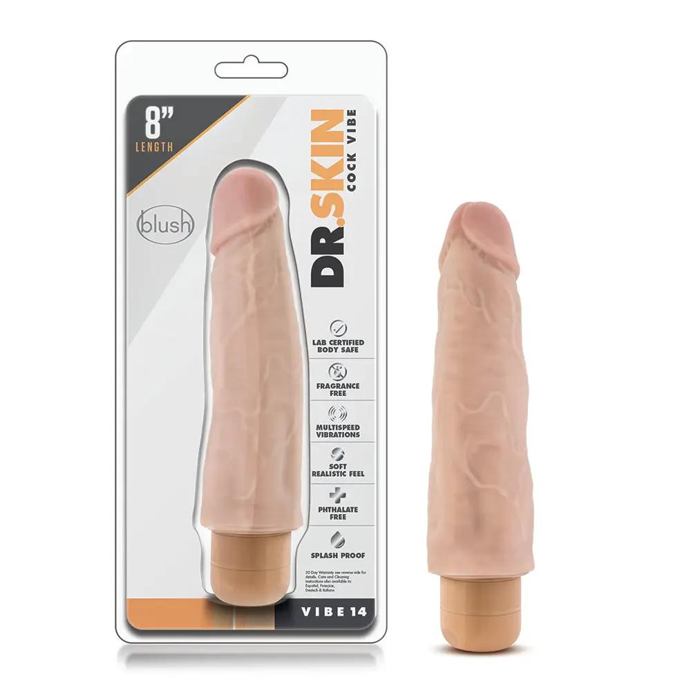 Dr. Skin Cock Vibe 14 Realistic 8 in. Vibrating Dildo Beige by Blush