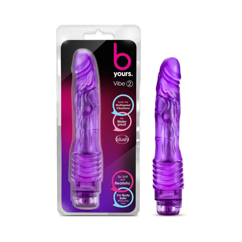 B Yours Vibe 2 Realistic 9 in. Vibrating Dildo Purple by Blush