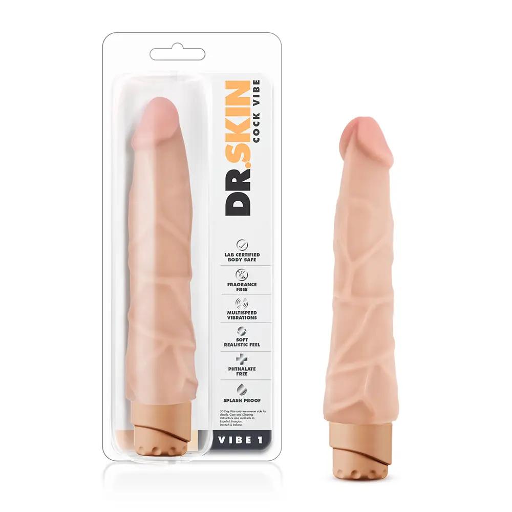 Dr. Skin Cock Vibe 1 Realistic 9 in. Vibrating Dildo Beige by Blush