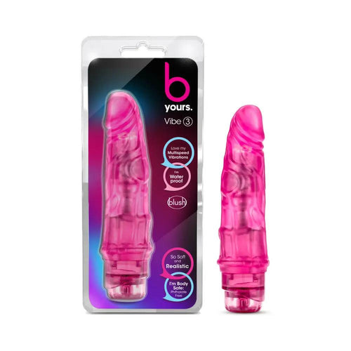 B Yours Vibe 3 Realistic 7.75 in. Vibrating Dildo Pink by Blush