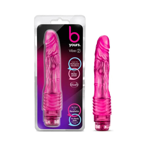 B Yours Vibe 2 Realistic 9 in. Vibrating Dildo Pink by Blush