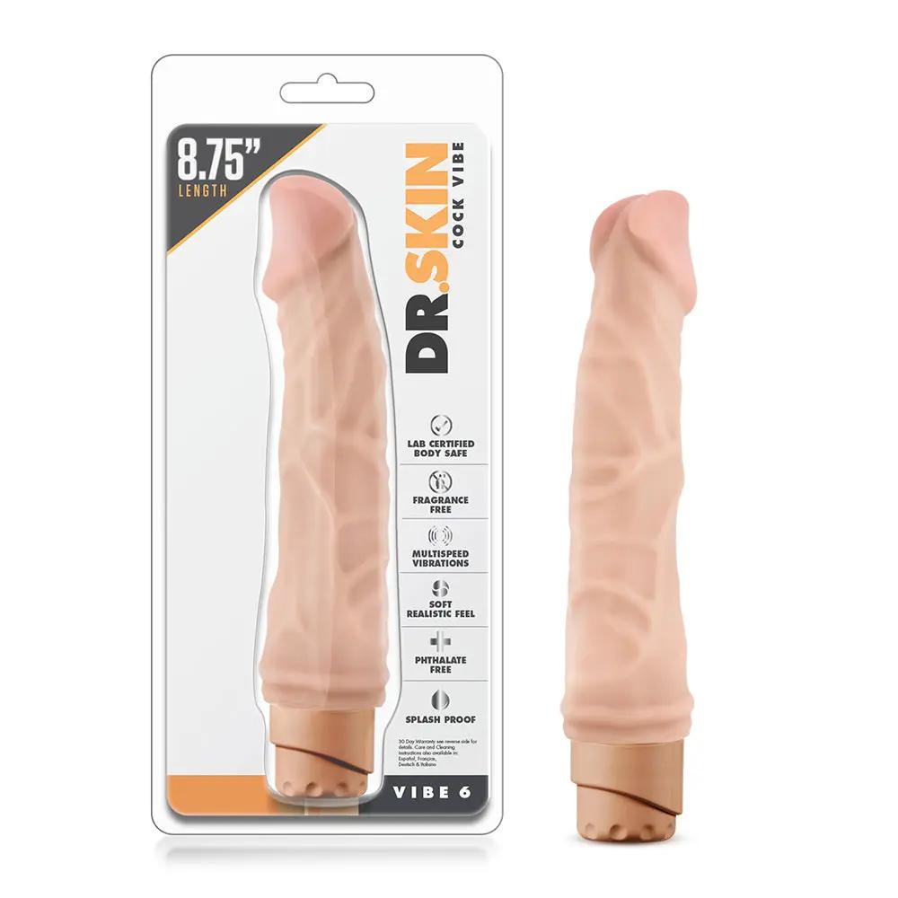 Dr. Skin Cock Vibe 6 Realistic 8.75 in. Vibrating Dildo Beige by Blush