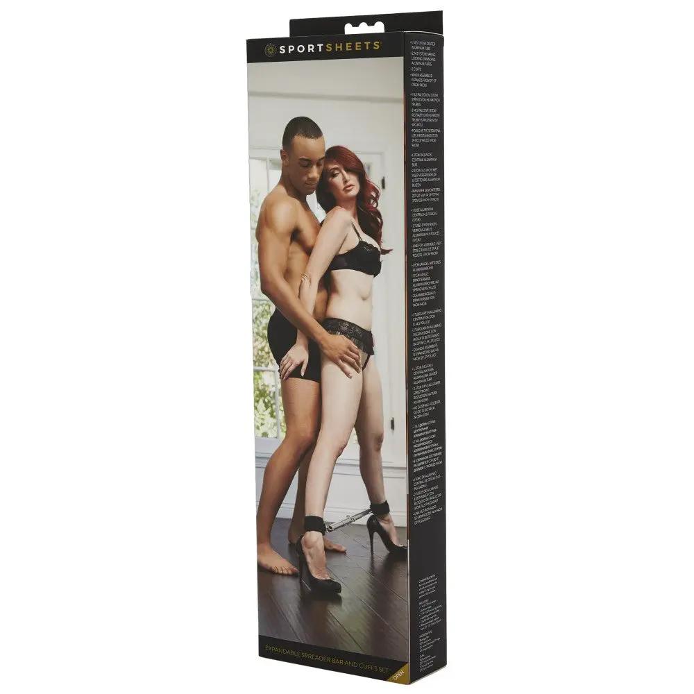 Sportsheets Expandable Spreader Bar & Cuffs Set Black by Sportsheets