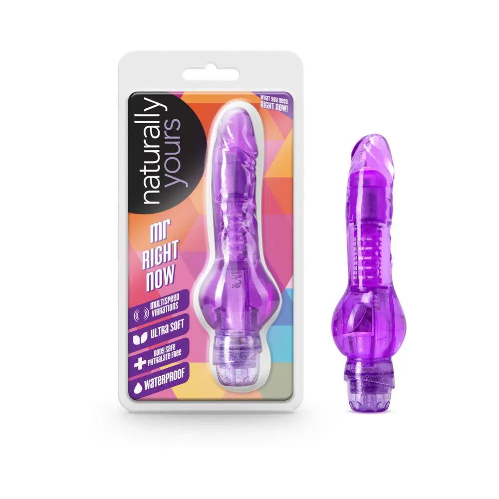 Naturally Yours Mr. Right Now 6.5 in. Vibrating Dildo Purple by Blush