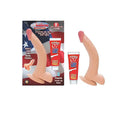 All American Whoppers 8 in. Curved Dong with Balls + Lube by Nasstoys