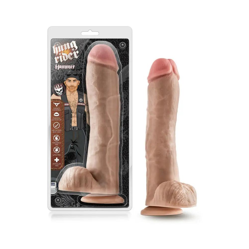 Hung Rider Hammer Realistic 11.5 in. Dildo with Balls Beige by Blush