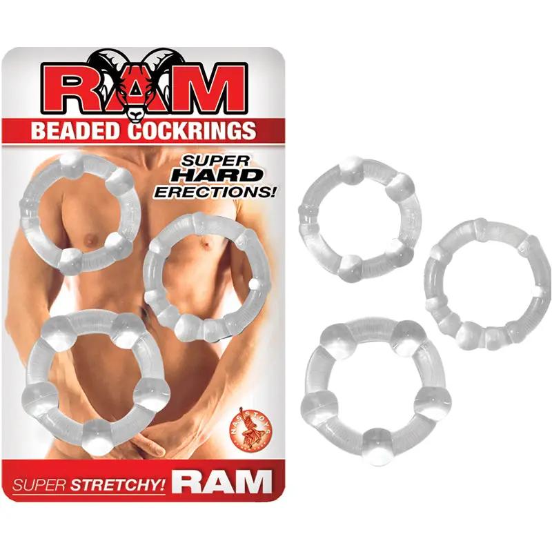 Ram Beaded Cockrings (Clear) by Nasstoys