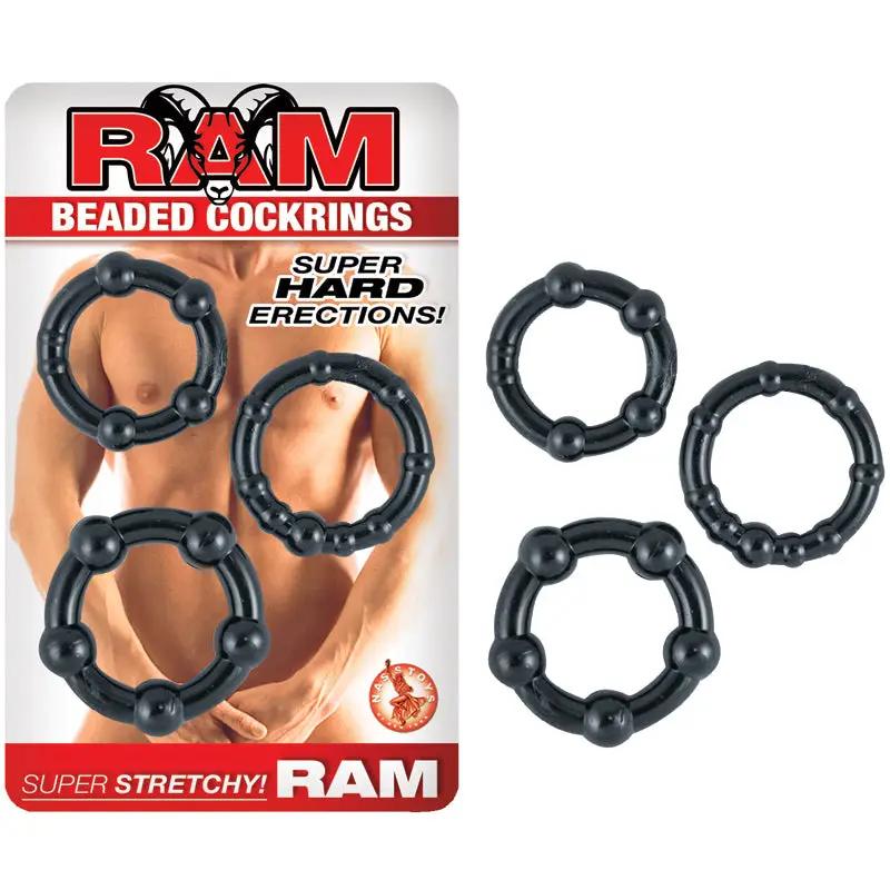 Ram Beaded Cockrings (Black) by Nasstoys