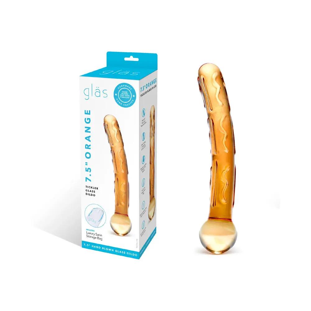Glas 7.5 in. Orange Tickler Glass Dildo by Electric Eel