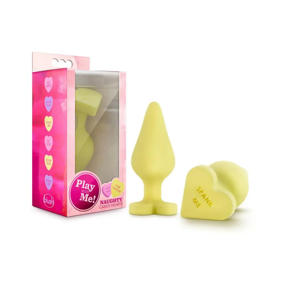 Play with Me Naughty Candy Hearts 'Spank Me' Anal Plug Yellow by Blush