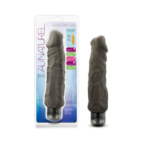 Au Naturel Home Wrecker 9.5 in. Dual Density Vibrating Dildo Brown by Blush