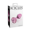 Icicles No. 48 Glass 3.5 in. Anal Plug With Flower Base Pink by Pipedream