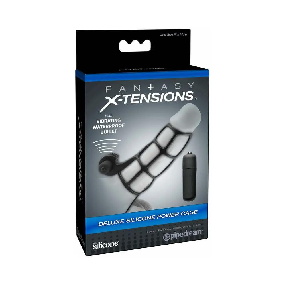 Fantasy X-tensions Vibrating Deluxe Silicone Power Cage Black by Pipedream