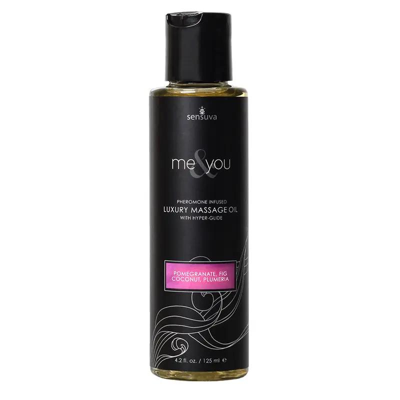 Sensuva Me & You Pheromone-Infused Luxury Massage Oil Pomegranate, Fig, Coconut, Plumeria 4.2 oz. by Sensuva