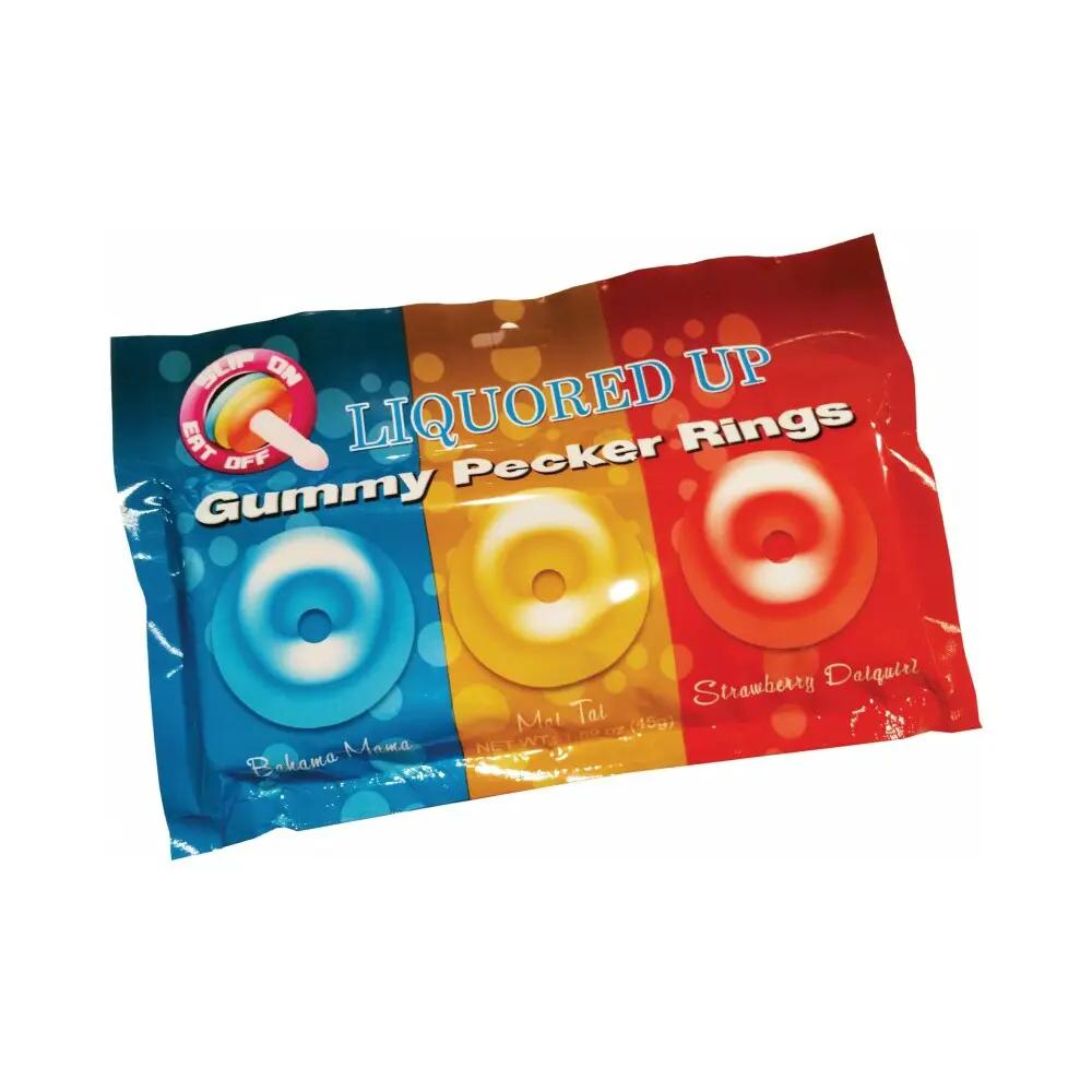 Liquored Up Pecker Gummy Rings-3pk (Bahama Mama, Mai Tai and Strawberry Daiquiri by Hott Products
