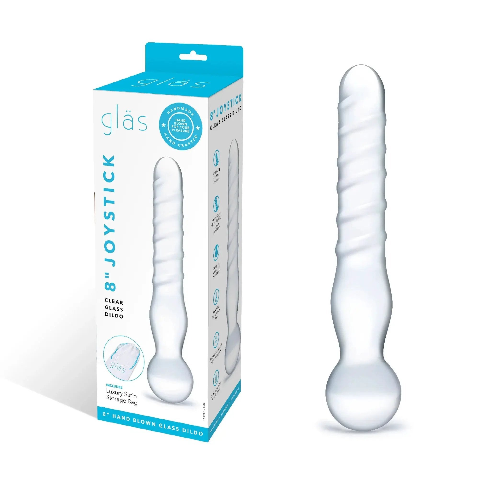 Glas 8 in. Joystick Clear Glass Dildo by Electric Eel