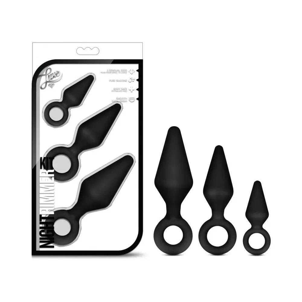 Luxe Night Rimmer 3-Piece Silicone Anal Plug Kit Black by Blush