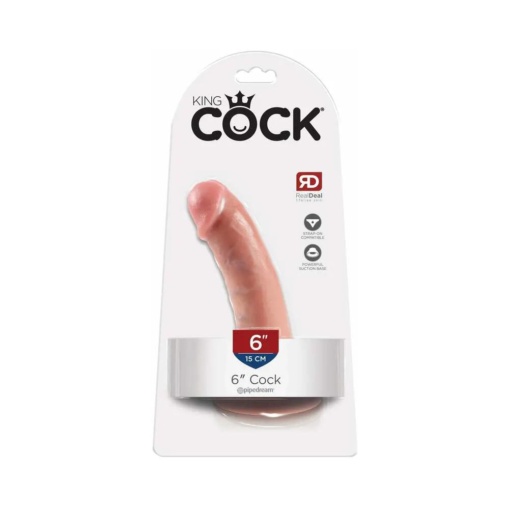 King Cock 6 in. Cock Realistic Dildo With Suction Cup Beige by Pipedream