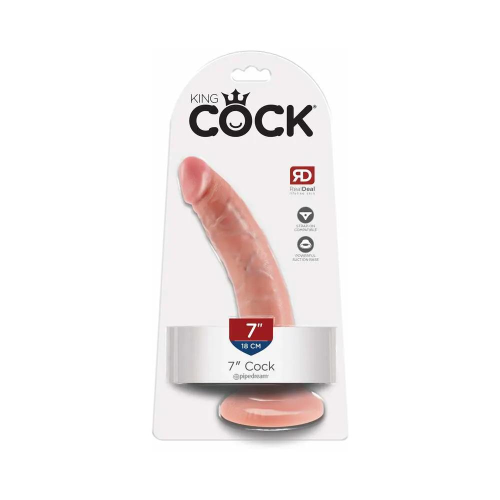 King Cock 7 in. Cock Realistic Dildo With Suction Cup Beige by Pipedream