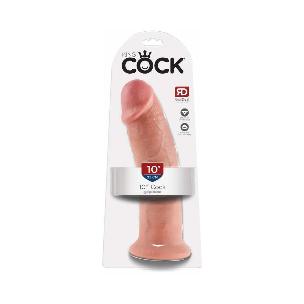 King Cock 10 in. Cock Realistic Dildo With Suction Cup Beige by Pipedream