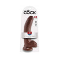 King Cock 9 in. Cock With Balls Realistic Suction Cup Dildo Brown by Pipedream