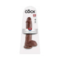King Cock 10 in. Cock With Balls Realistic Suction Cup Dildo Brown by Pipedream
