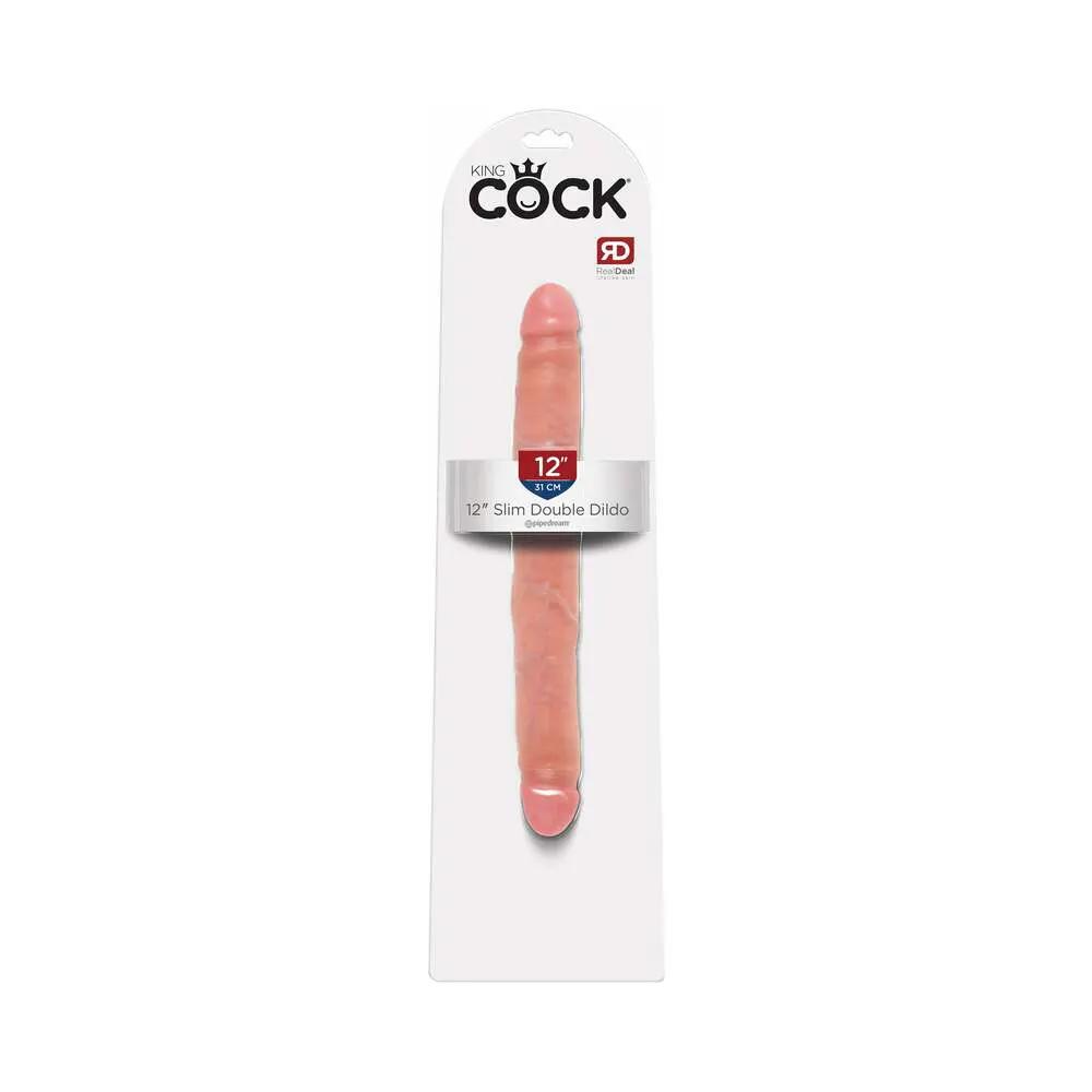 King Cock 12 in. Slim Double Dildo Realistic Beige by Pipedream