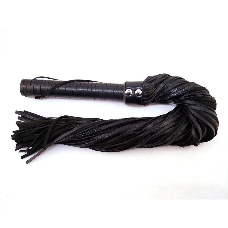 Rouge Flogger, Leather w/Leather Handle Black by Rouge Garments